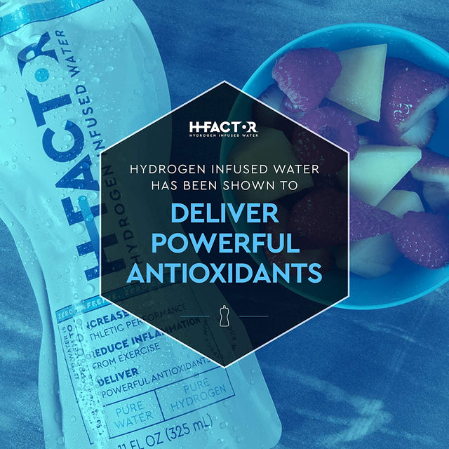 H Factor Hydrogen Water - Pure Hydrogen Infused Drinking Water for Natural Pre or Post Workout Recovery, Molecular Hydrogen Supports Athletic Performance, Delivers Antioxidants, 11 Ounce, Pack of 12