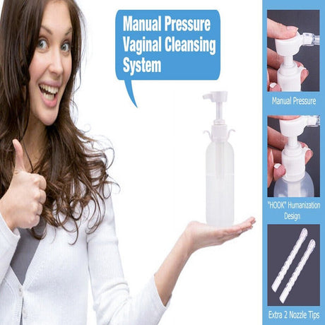 Jahy2Tech Reusable Vaginal Lavage Device Portable Silicone Enemator Transparent, 300Ml Capacity No Latex, Non-Toxic