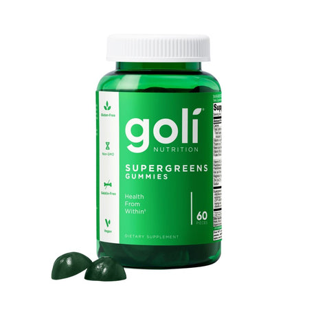 Goli Nutrition Supergreens Gummies, Super Green and Probiotic Blend Dietary Supplement, 60 Count
