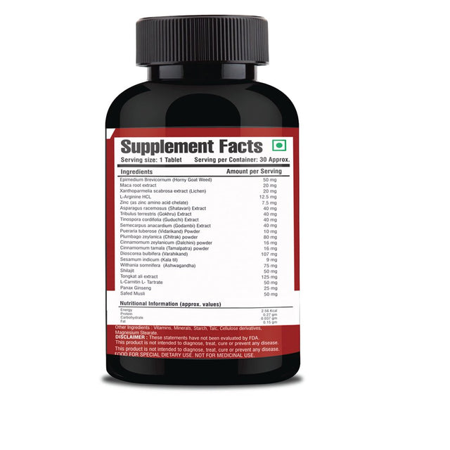 Floral Nutrition Testosterone Booster-100% Ayurvedic for Stamina, Timing and Power for Men (60 Tablets)