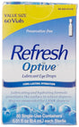 Refresh Optive Lubricant Eye Drops Preservative Free Vials 60 Ct, 6-Pack