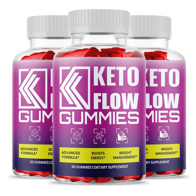 Keto Flow Gummies, Apple Cider Vinegar, Vitamin B12, Powerful Formula Weight Loss Supplement, 90 Gummies Total (3 Pack)