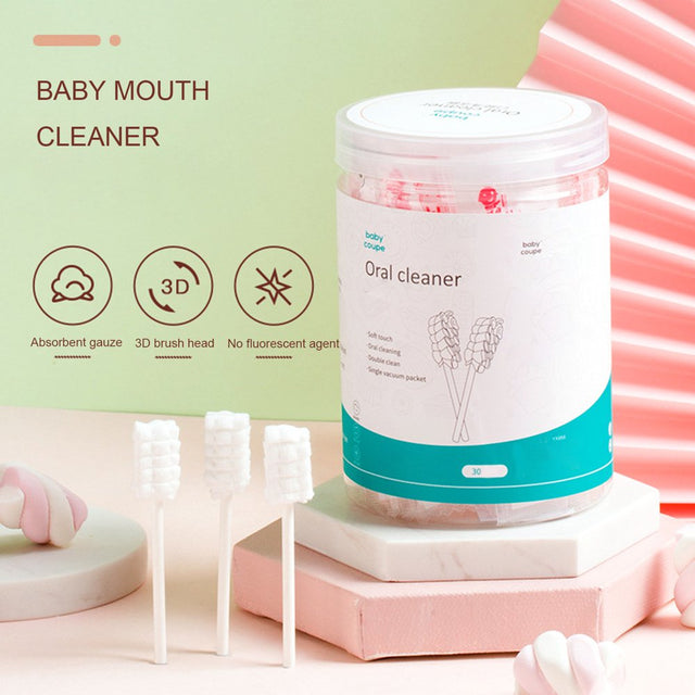 Hariumiu Baby Tongue Cleaner, Newborn Baby Toothbrush, 30PCS Disposable Infant Toothbrush Clean Baby Mouth,Gauze Gum Cleaner Toothbrush Baby Oral Cleaning Stick Dental Care for 0-36 Month Baby