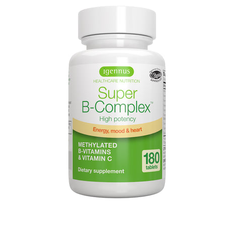 Igennus Super B-Complex, Methylated & Sustained Release B Complex Supplement, Vegan, 180 Small Tablets