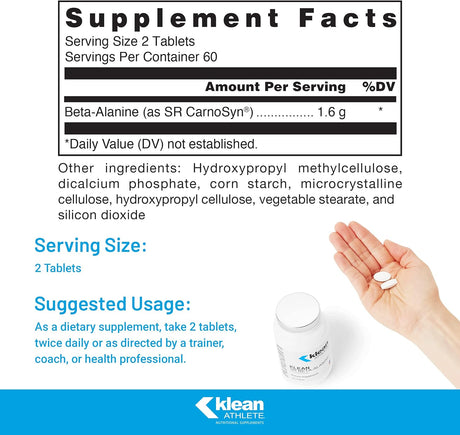 Klean ATHLETE Klean SR Beta-Alanine (Sustained Release) | Delays Fatigue, Supports Muscle Endurance | 120 Tablets