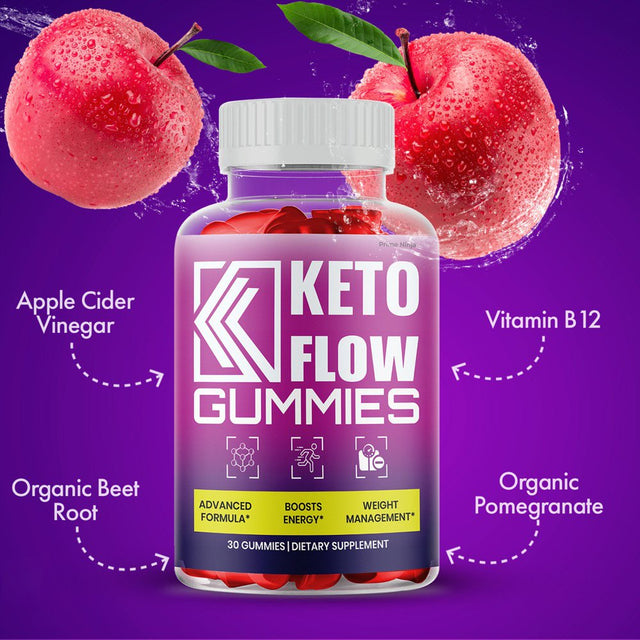 Keto Flow Gummies, Apple Cider Vinegar, Vitamin B12, Powerful Formula Weight Loss Supplement, 30 Gummies (1 Pack)