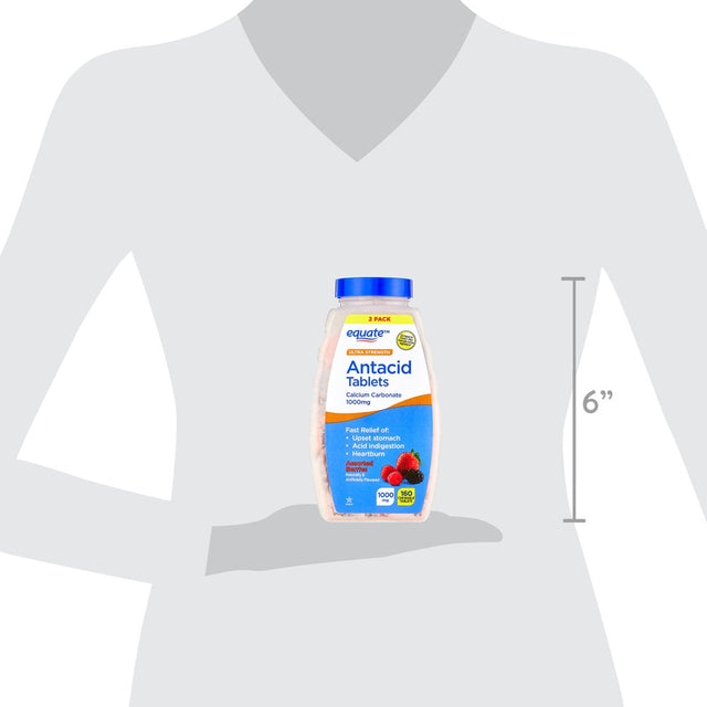 Equate Ultra Strength Antacid Tablets for Heartburn, Assorted Berries, Twin Pack, 160 Count