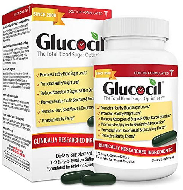 Glucocil – the Total Blood Sugar Optimizer, over 1 Million Bottles Sold, Premium Blood Sugar Support Supplement, Extra Strength Softgels*, Targets All 3 Essentials for Normal Blood Sugar, Si