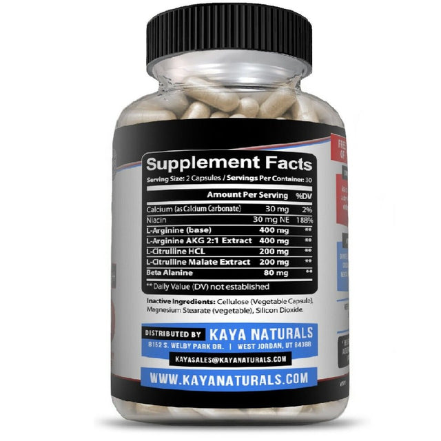 L-Arginine 60Ct, NO3, Nitric Oxide, Testosterone Booster, Libido, ED Support