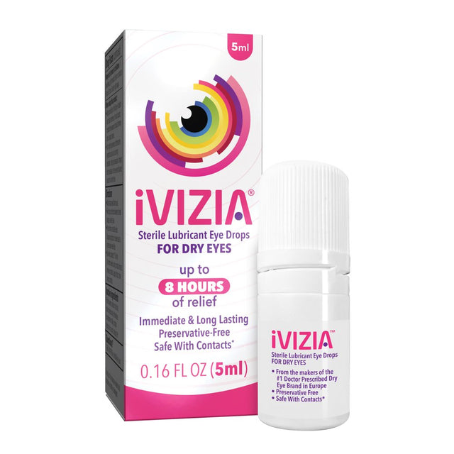 Ivizia Sterile Lubricant Eye Drops for Dry Eyes, Preservative-Free, Moisturizing, Dry Eye Relief, Contact Lens Friendly, 0.16 Oz Bottle