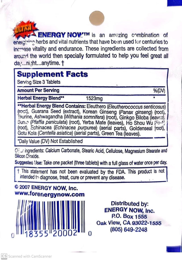 Handy Solutions Ultra Energy Now, 3 Tabs Packages (Pack of 24)