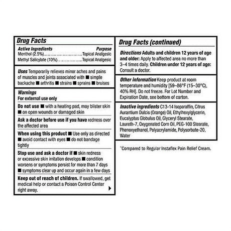 Instaflex Extra Strength Pain Relief Cream, with 2X the Pain-Fighting Ingredients, Rubs Out Your Toughest Muscle and Joint Pain (2 Oz)