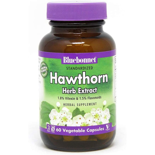 Hawthorn Herb Extract Supplement, 60 Count, Formulated with 200 Mg Sustainably Wildcrafted Hawthorn Flower, Leaf Extract Standardized to 1.8% (3.6 Mg) Vi...