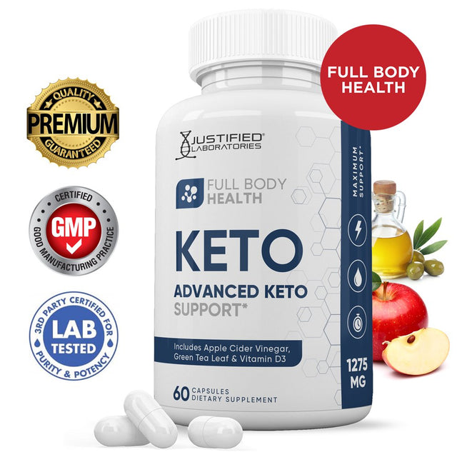 Full Body Health Keto ACV Pills 1275Mg Alternative to Gummies Dietary Supplement 60 Capsules
