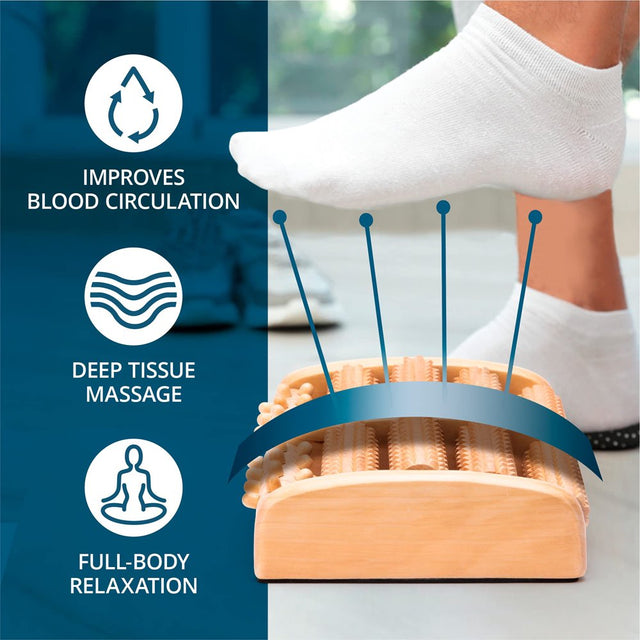 Foot Massager for Plantar Fasciitis Relief, Relaxation Gifts for Women, Men - Foot Roller for Foot Pain, Neuropathy, Heel Spur Pain, Stress Relief, Reflexology Tool - Wooden