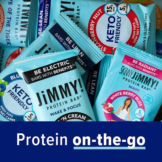 Jimmy! Keto Protein Bar, Keto Friendly, Blueberry Nut, 12 Count - Energy Bar with Low Net Carb, Low Sugar, Gluten Free