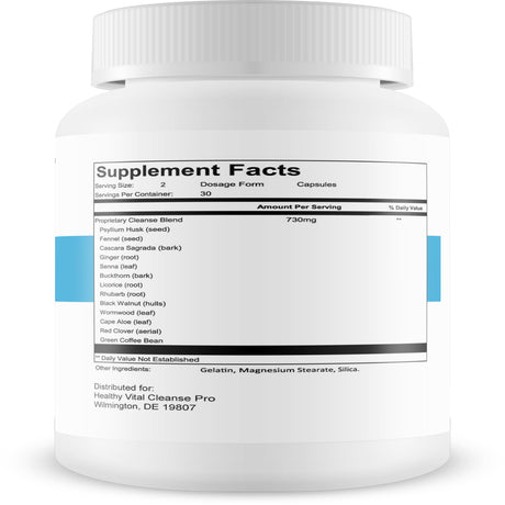 Healthy Vital Cleanse Pro - Potent and Effective Probiotic Formula - Detox and Cleanse Safely - Colon Cleanse and Detoxification- 60 Capsules for Women and Men