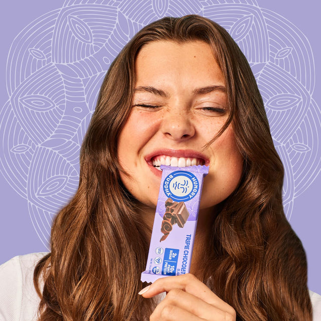 HUNGRY BUDDHA Bars - Plant Based Protein Bars - Vegan Nutrition Bars - Low Sugar Healthy Snacks - Gluten Free Snack Bars - Peanut Free - Protein Bar - Keto Bar - 12 Count [Triple Chocolate]