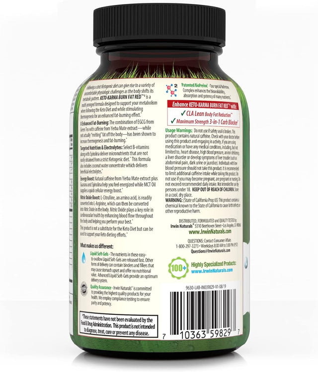 Irwin Naturals, Keto-Karma Burn Fat Red, 72 Count