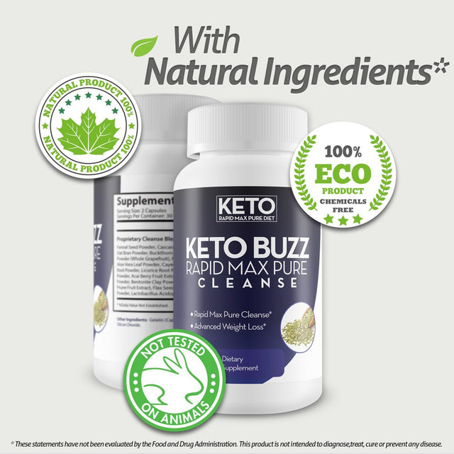 Keto Buzz Rapid Max Pure Cleanse - Cleansing Digestive Support - Kickstart Ketosis by Removing Carbs from the Gut - Balance Metabolism - Appear Slimmer Fast by Reducing Gut Bloat - Detoxify the Body