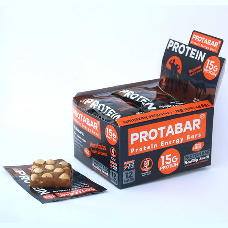 All Natural Energy Protein Bar PROTABAR (12 Pack) - 15G Egg White Protein per Bar | Dates Egg Whites Hazelnuts Cocoa | Gluten Free | Healthy Snack