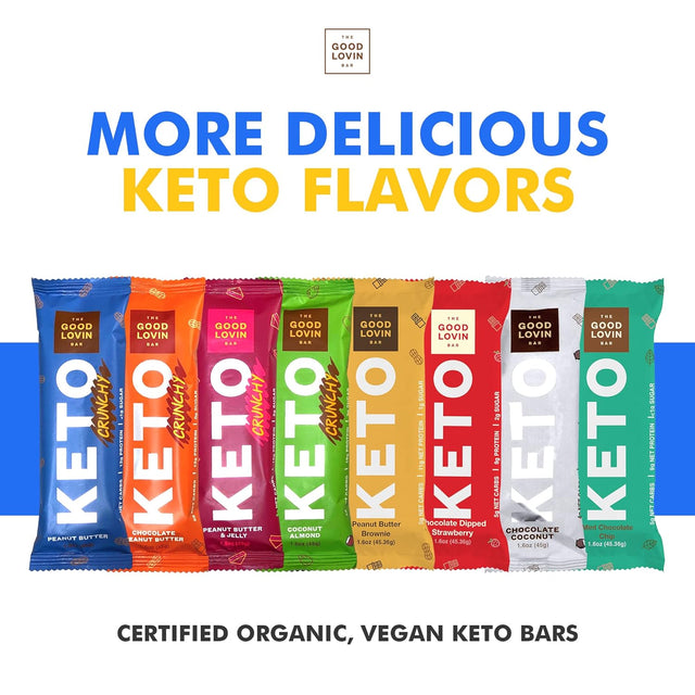 Keto Snack Bars | Low Carb Vegan Protein Bars | Healthy, Low Sugar Plant Based Snacks | Gluten Free Paleo Bars | Keto Friendly Food by the Good Lovin Bar - 4 Count (Crunchy Peanut Butter)