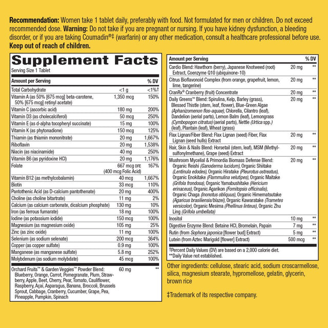 Alive! Women'S Ultra Potency Complete Daily Multivitamin Tablets, 60 Count