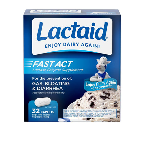 Lactaid Fast Act Lactose Intolerance Caplets, 32 Travel Packs of 1-Ct.
