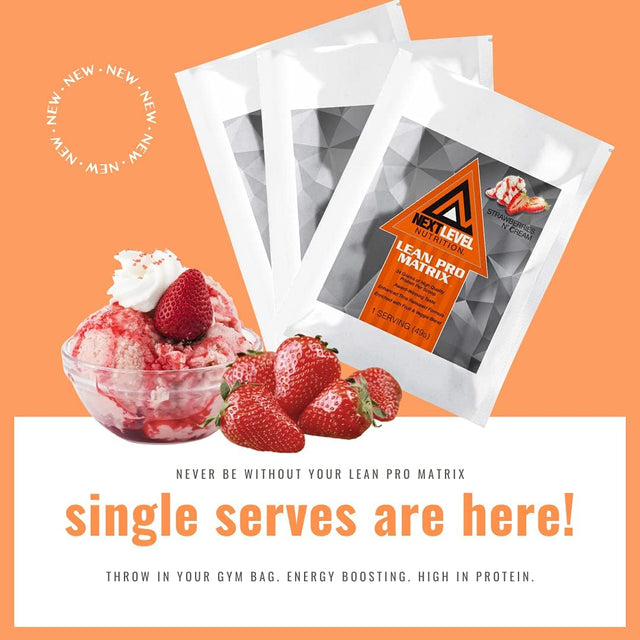 Lean Pro Matrix Protein Travel Packs by Next Level Nutrition | Strawberries and Cream | 7 Day Supply Single Servings