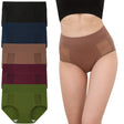 INNERSY Underwear for Women High Waisted Cotton Mesh Panties Briefs 5 Pack (L, Dark Collection)