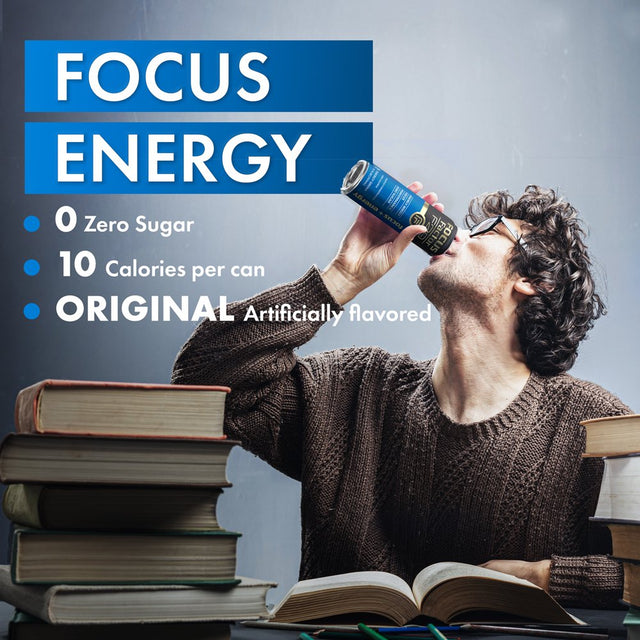 Focus Factor F29 Nootropic Focus + Energy Drink (Blue Razz Flavor) – Sugar Free, Pack of 4 – Lightly Carbonated – 10 Calories per Serving – Nootropic Beverage