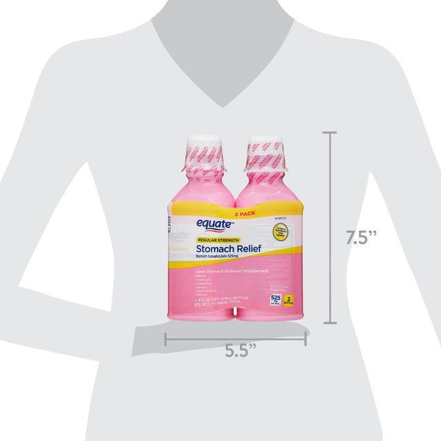 Equate Upset Stomach Relief Bismuth Liquid, Regular Strength, 16 Fl Oz, 2 Pack
