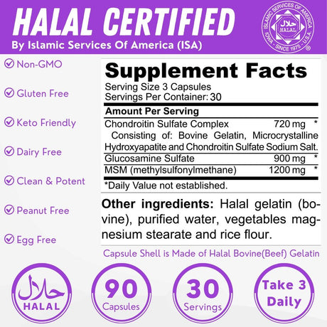 Halal Joint Support with Glucosamine Chondroitin MSM by SHIFAA NUTRITION