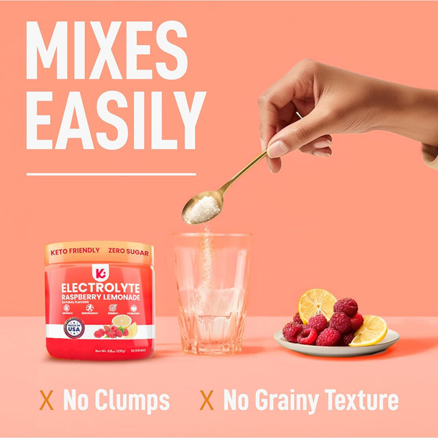 Keppi Keto Electrolytes Powder No Sugar | Zero Carbs | Made in USA | Advanced Hydration, Performance & Recovery | Delicious Raspberry Lemonade Flavor | Mixes Easily No Clumps