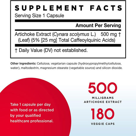 Jarrow Formulas Artichoke 500, Supports Liver and Cholesterol Metabolism, 500 Mg, 180 Caps