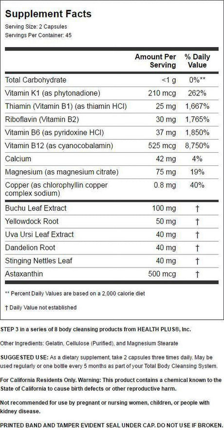 Health plus Kidney Cleanse, 60 Capsules, 30 Servings
