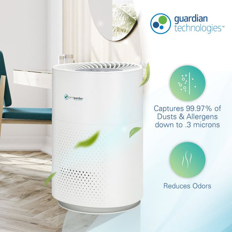 Germguardian Air Purifier with HEPA Pure Filter Removes Odors, Mold, 105 Sq. Ft, AC4200W, White