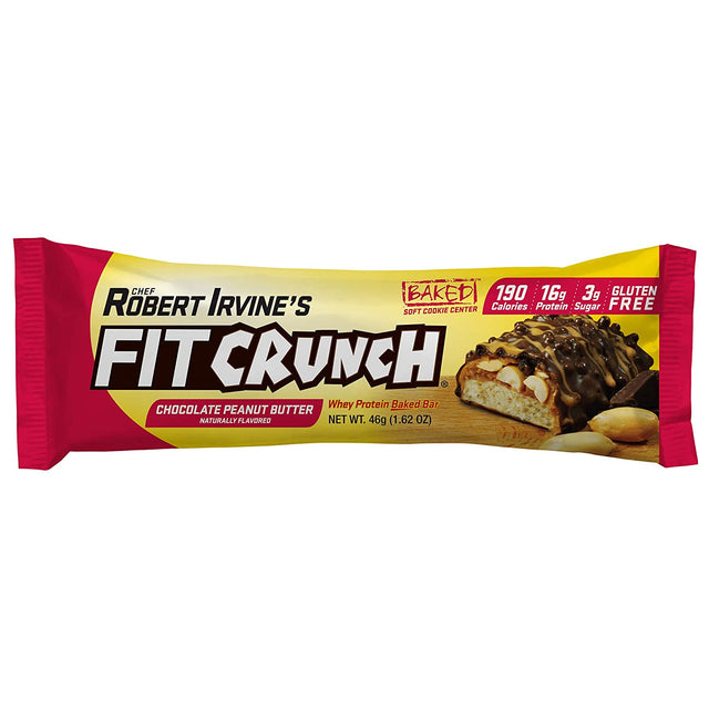 FITCRUNCH Snack Size Protein Bars, Designed by Robert Irvine, World’S Only 6-Layer Baked Bar, Just 3G of Sugar & Soft Cake Core (Chocolate Peanut Butter)