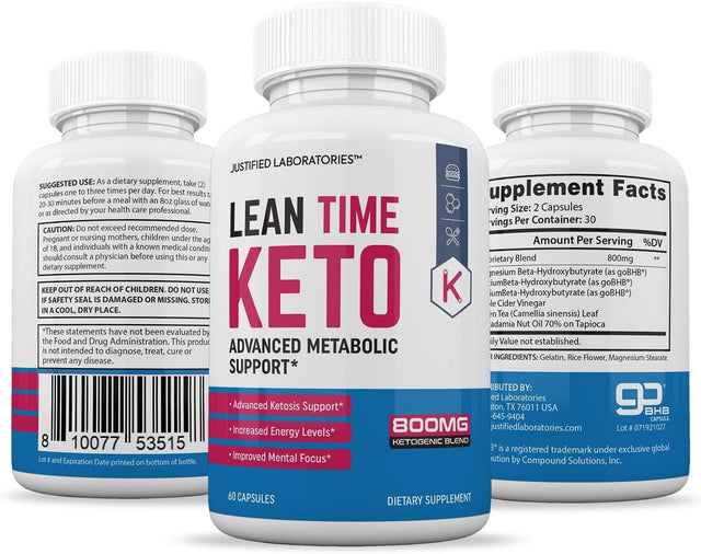 (3 Pack) Lean Time Keto Pills Includes Apple Cider Vinegar Gobhb Exogenous Ketones Advanced Ketogenic Supplement Ketosis Support for Men Women 180 Capsules