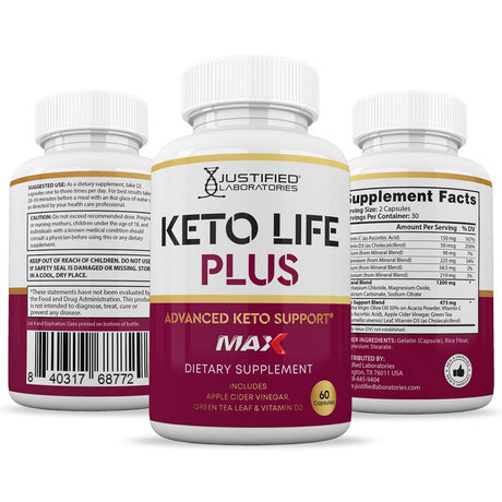 Keto Life plus Max Pills Keto ACV MAX Pills 1675Mg Dietary Supplement 60 Capsules