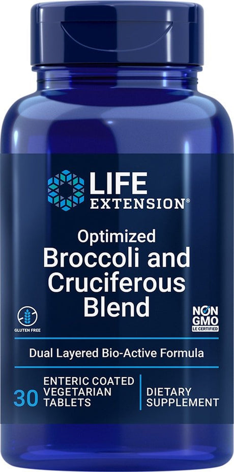 Life Extension Optimized Broccoli and Cruciferous Blend -- 30 Enteric-Coated Vegetarian Tablets