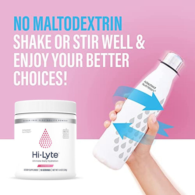 Hi-Lyte Raspberry Electrolyte Powder, Daily Hydration Supplement Drink Mix, 90 Servings | Sugar-Free, 0 Calories, 0 Carbs | No Maltodextrin. Gluten-Free | Supports Keto | Light Refreshing Flavor