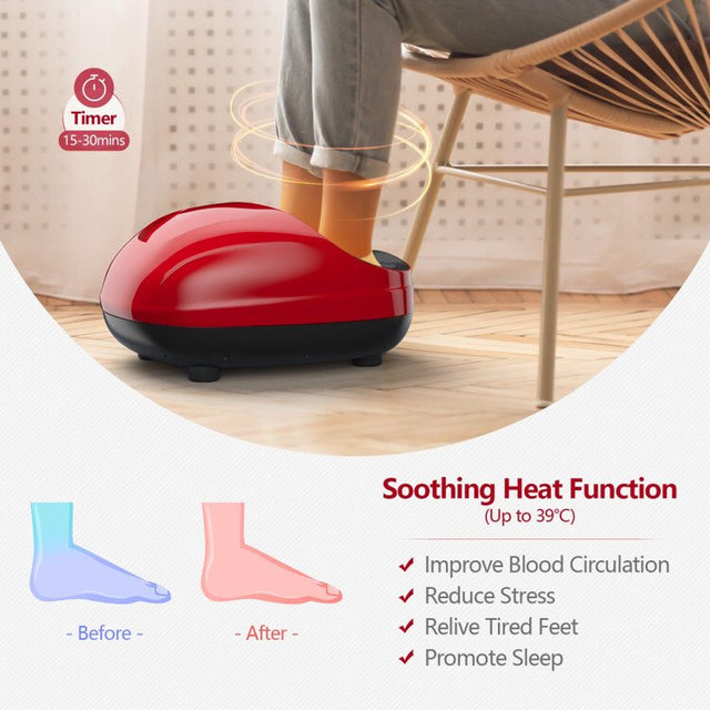 Foot Massager with Heat, Shiatsu Deep Kneading, Air Compression & 4 Massage Modes, Rolling & Timer, Delivers Relief for Tired Muscles and Plantar Fasciitis & Neuropathy Pain, Gifts for Home and Office