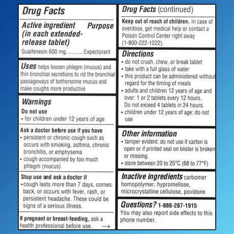 Equate Mucus Relief Extended-Release Tablets, 600 Mg, 40 Count