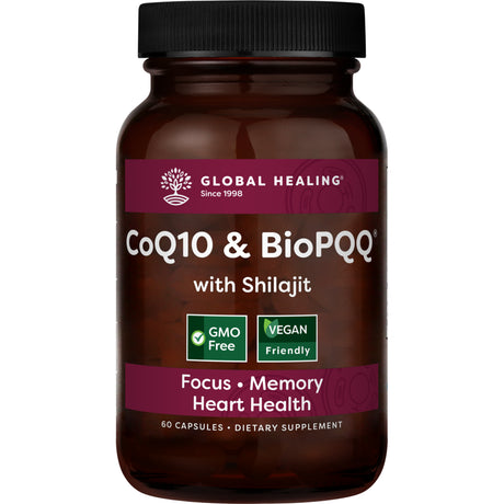 Global Healing Coq10 & Biopqq Supplement with Organic Shilajit - 60 Capsules