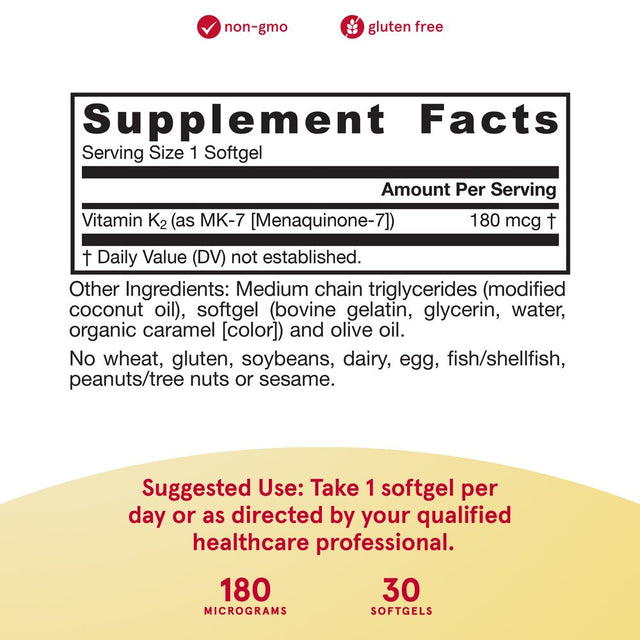Jarrow Formulas, Inc. Mk-7 180 Mcg 30 Sgels