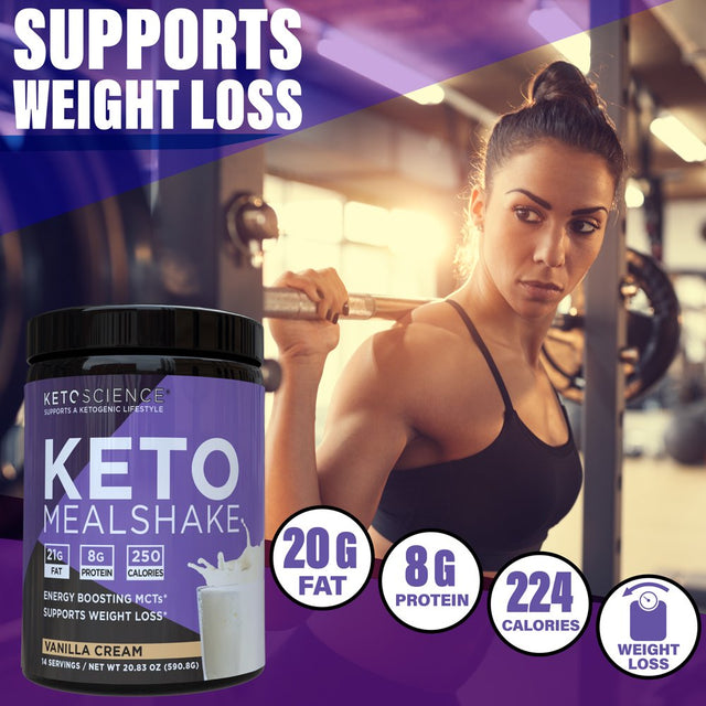 Keto Science Ketogenic Meal Shake Vanilla Dietary Supplement, Meal Replacement, Weight Loss, 20.7 Oz, 14 Servings