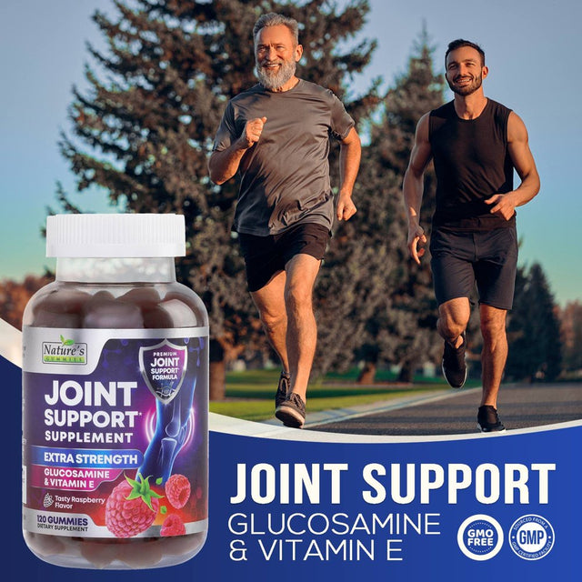 Joint Support Supplement - Extra Strength Glucosamine Joint Support Gummy - Joint Health Support & Flexibility for Back, Knees, & Hands - Vitamin E for Immune Support for Women & Men - 120 Gummies