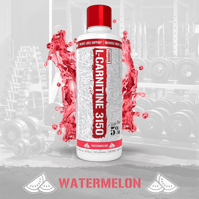5% Nutrition Rich Piana Liquid L-Carnitine 3150 | Premium 4 Source Blend + GBB, the Super Carnitine (Watermelon Candy)
