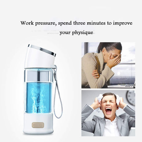 Portable 3 Minute Hydrogen-Rich Water Bottle Rechargeable High Concentration Hydrogen Generator Glass Bottle Anti-Aging Anti-Oxidation Kettle 300Ml